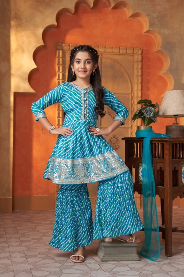 Girls Firozi Colour Gharara
