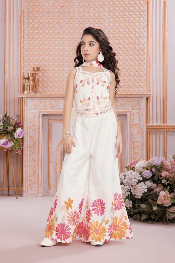 Girls Cream Colour Plazo