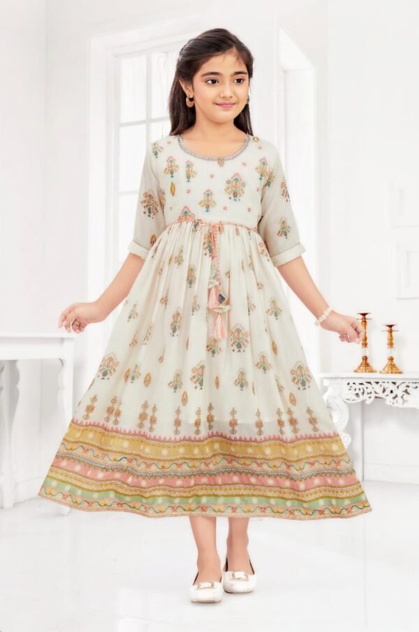 Girls Kurti Cream Colour Pent