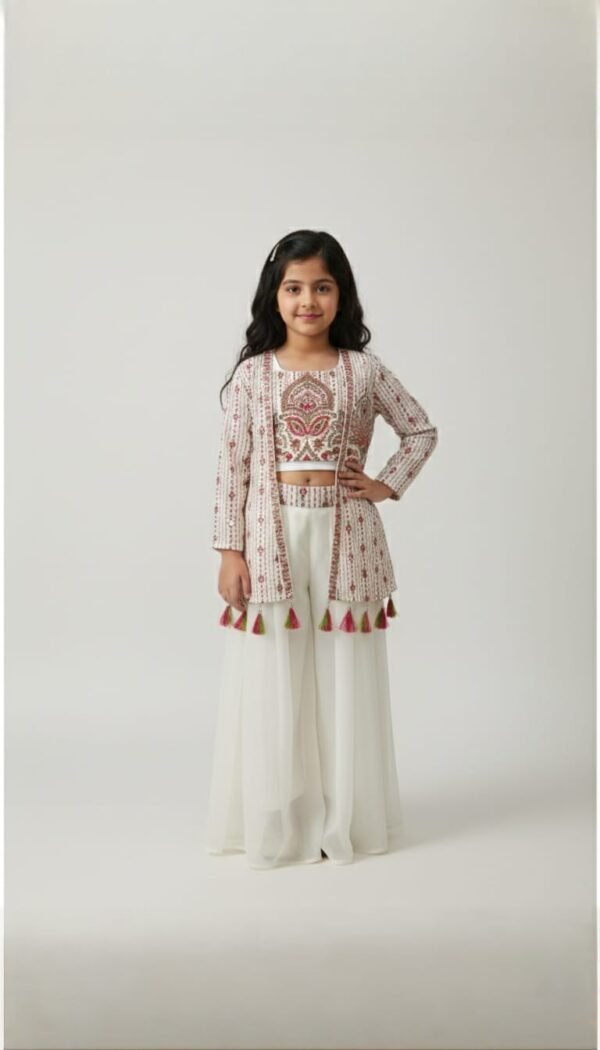 Girls White Colour Plazo