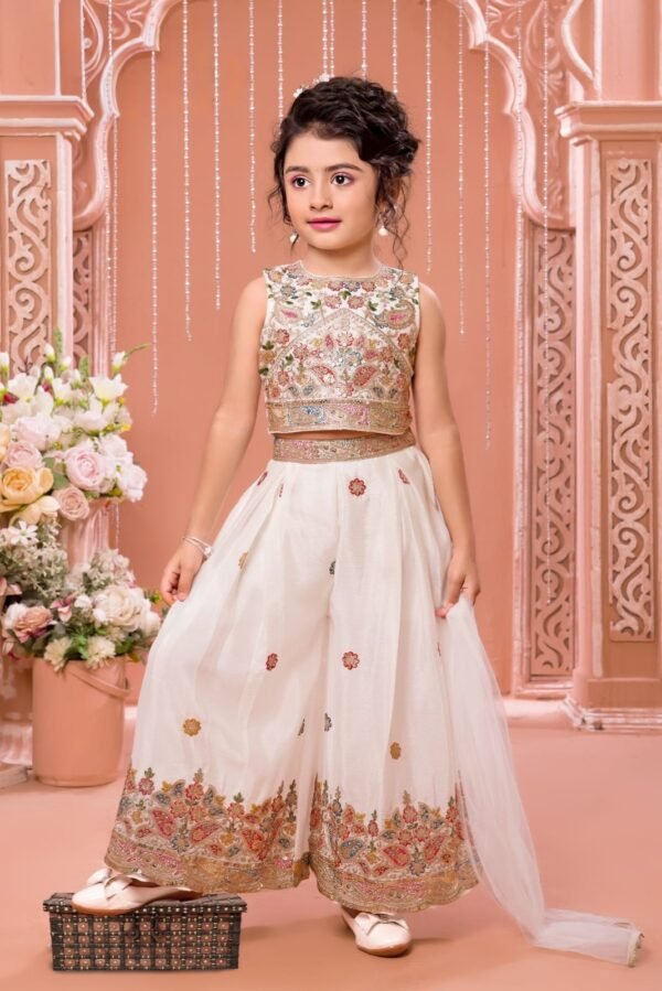 Girls Cream Colour Plazo