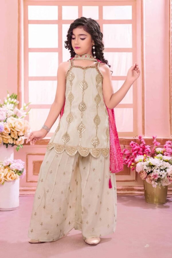 Girls Cream Colour Plazo