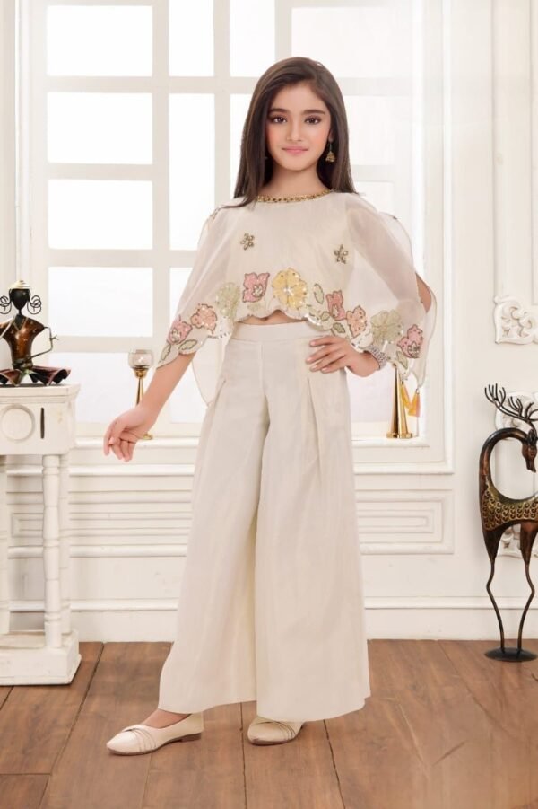 Girls Cream Colour Plazo