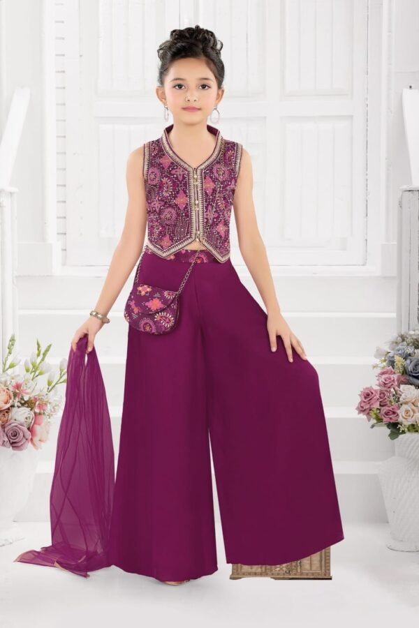 Girls Wine Colour Plazo