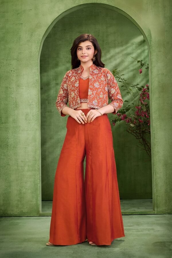 Girls Orange Colour Plazo