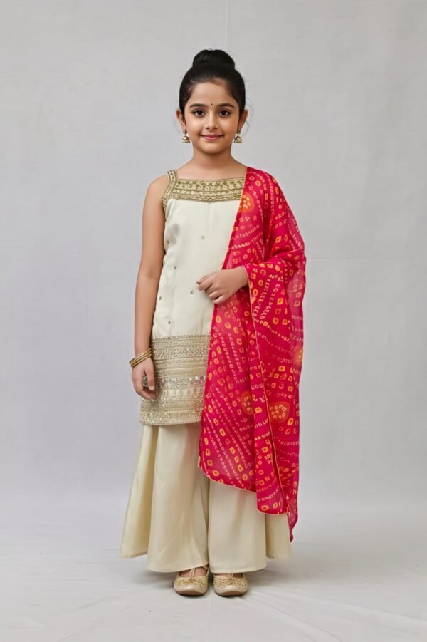 Girls Cream Colour Plazo