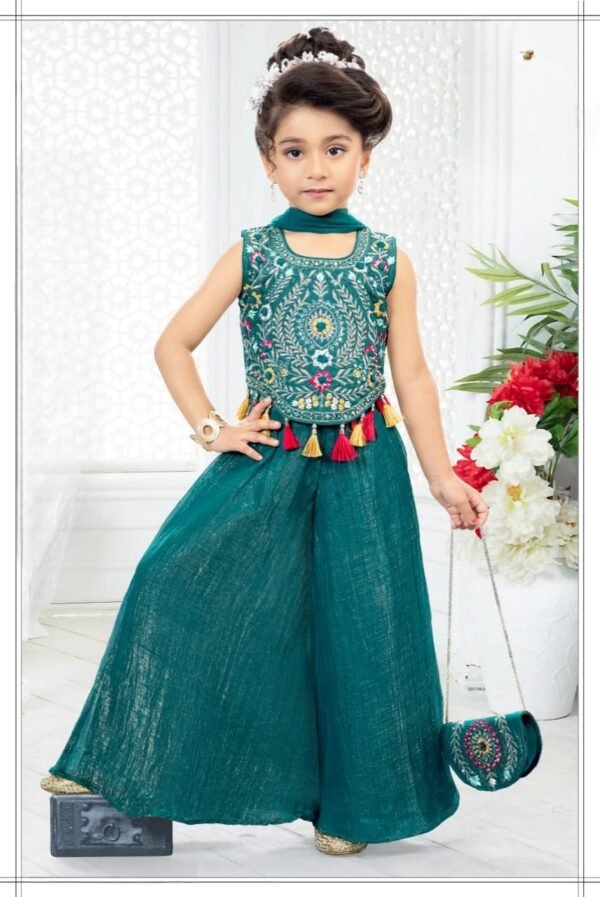 Girls Green Colour Plazo