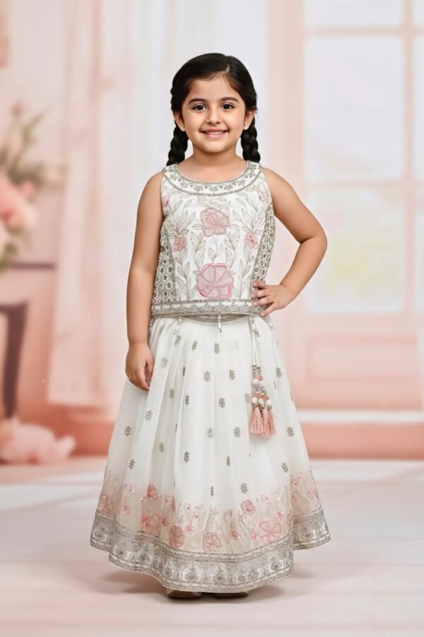 Girls White Colour Kurti