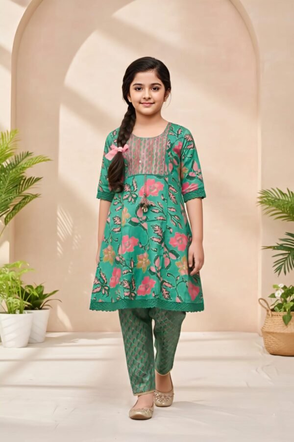 Girls Green Colour Kurti