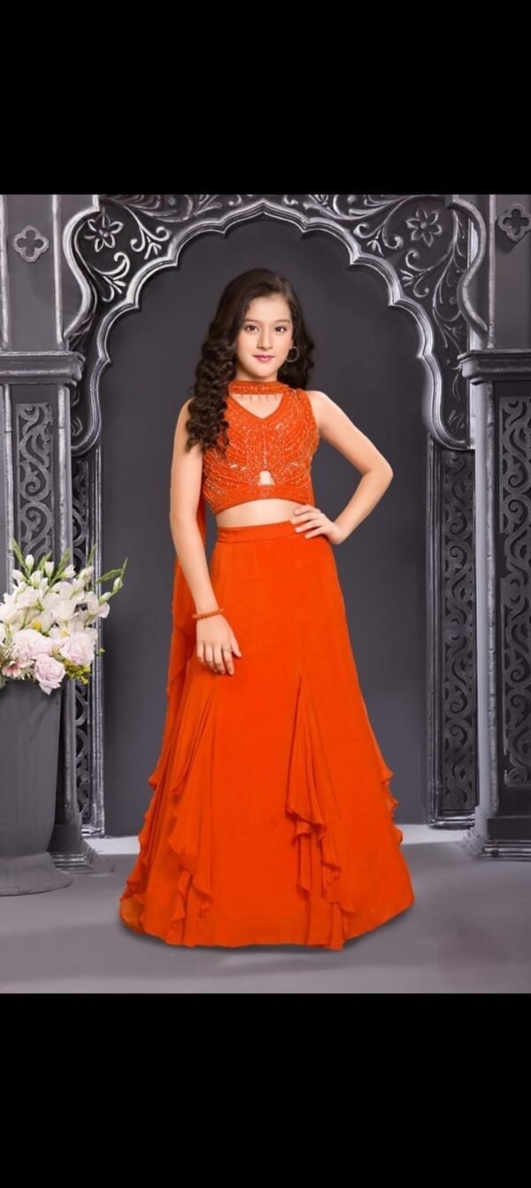 Girls Rust Colour Fish Cut Choli