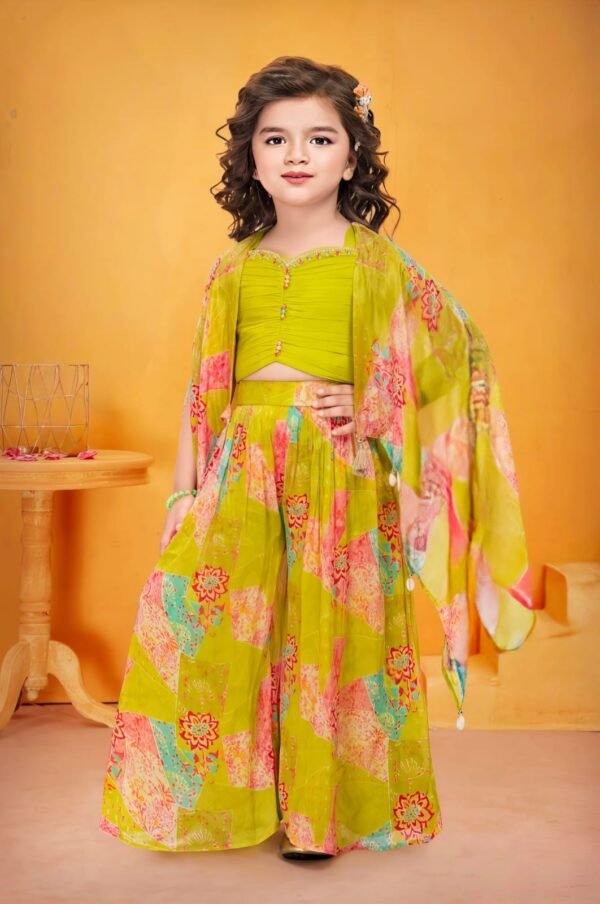 Girls Green Colour Plazo