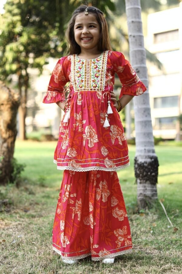 Girls Cotton Pink Colour Sharara