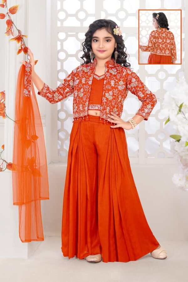 Girls Orange Colour Plazo Nd Koti