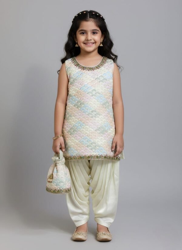 Girls Cream Colour Patiyala