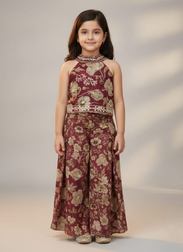 Girls Majenta Colour Plazo