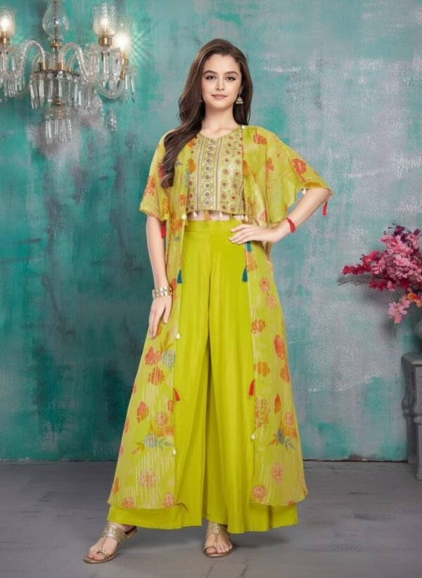 Girls Yellow Colour Koti Nd Plazo