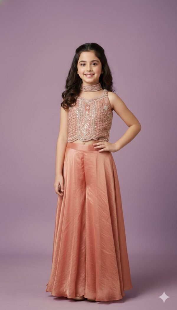 Girls Peach Colour Plazo